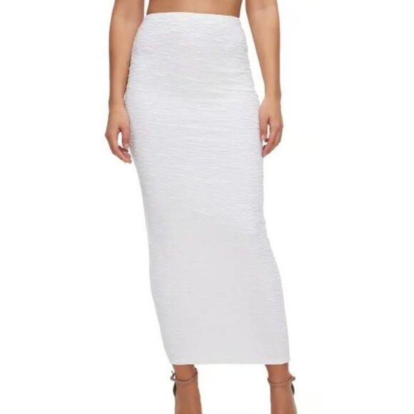 NEW Good American Women's Skirt Scrunchie Maxi Skirt Ivory 90s Pull On Size 0 - Picture 1 of 11